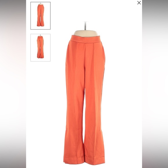 Zara Orange Wide Leg Slit Cuff High Rise Pants & Cut-Out Straight Neckline Crop - Picture 8 of 11